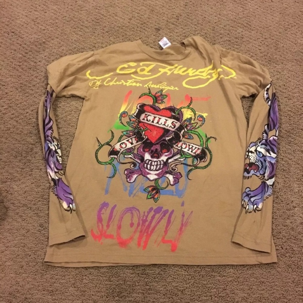 Ed Hardy Love Kills Slowly Rhinestone Longsleeve